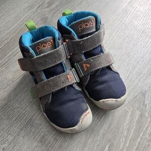 PLAE Blue and Gray High-Top Sneakers with Velcro Straps 10.5T